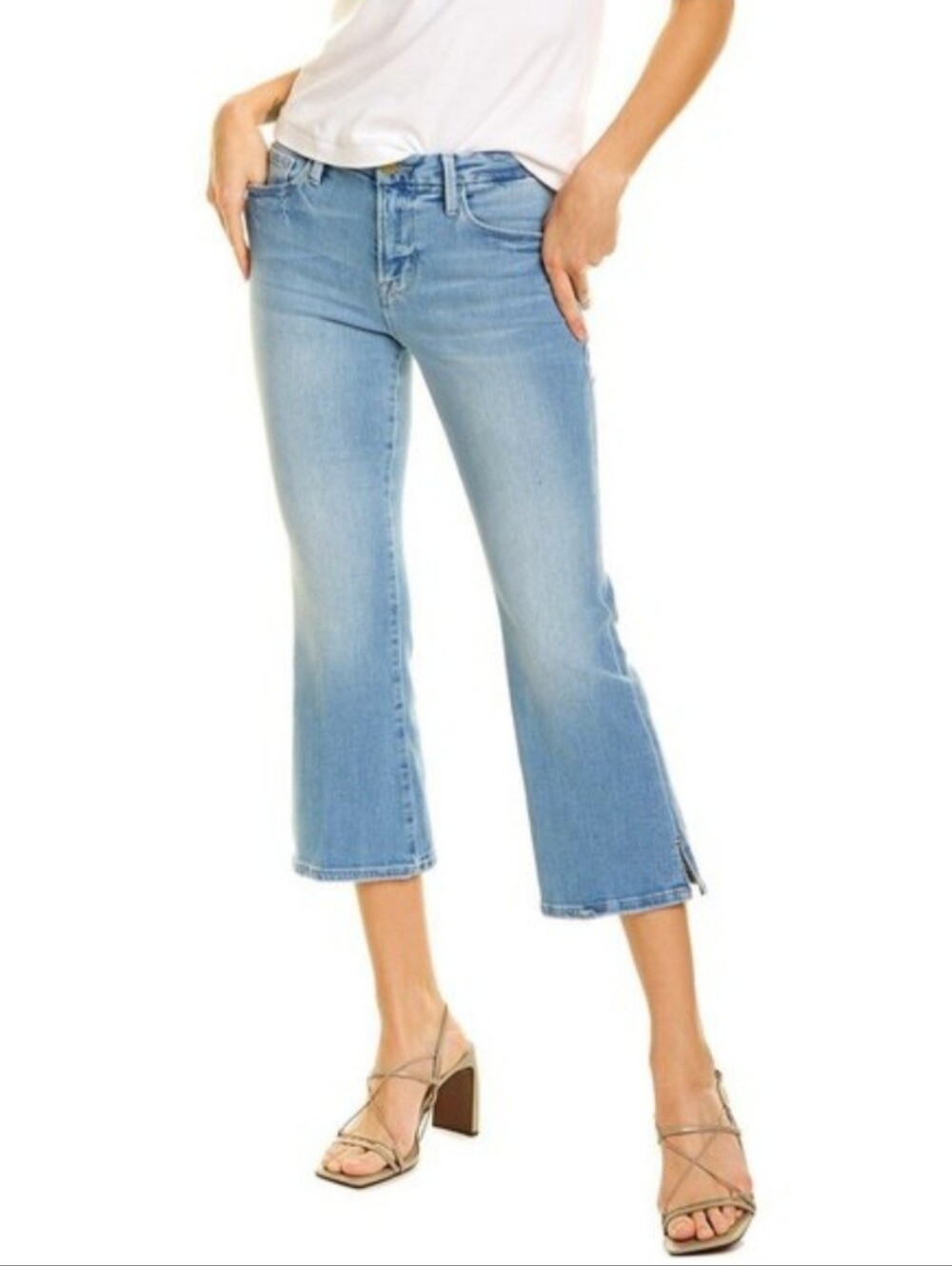 Frame Denim Le Pixie Crop Mini Boot Light Blue Tropic Jeans Size 27